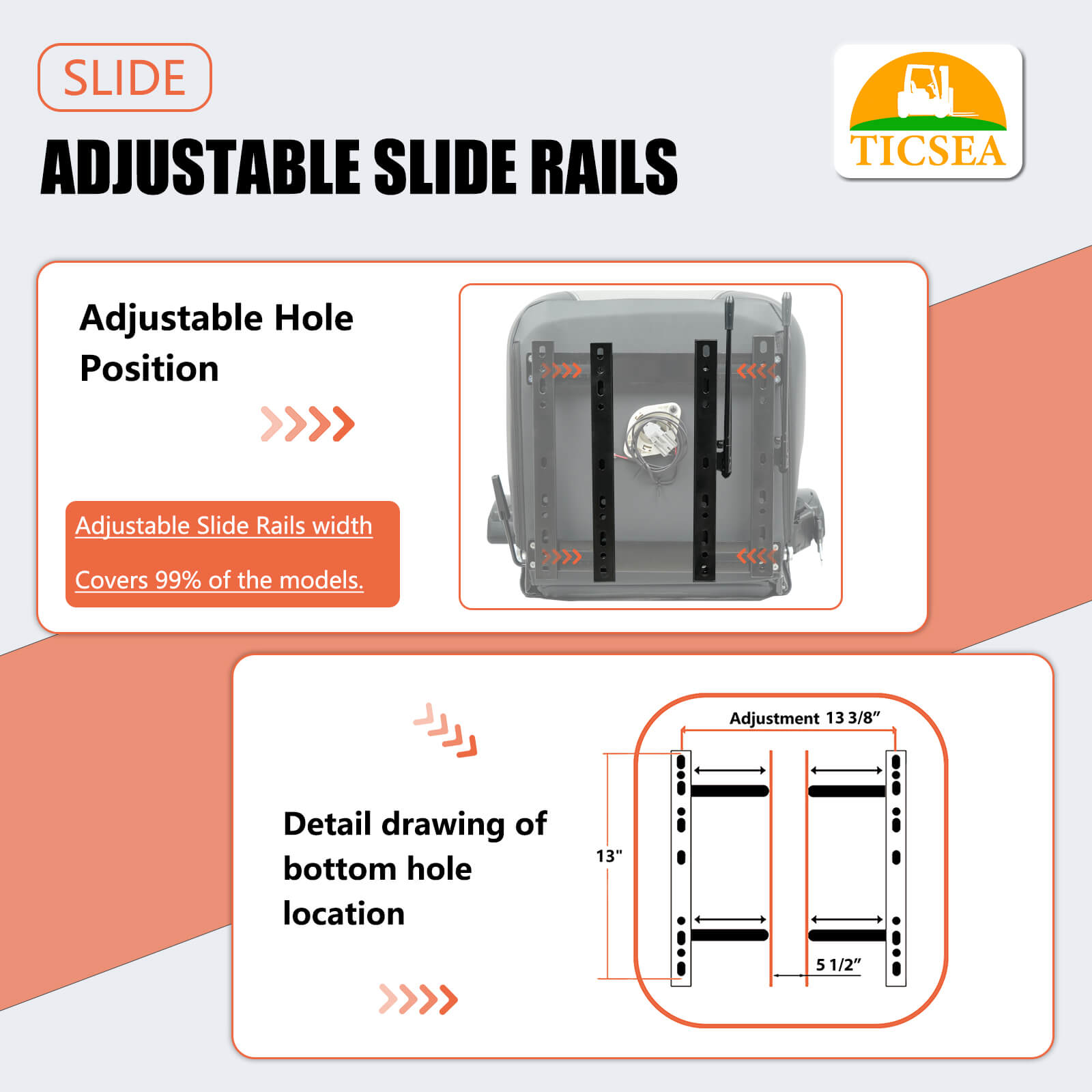 Universal Tractor Seat, Forklift Seat with Retractable Seatbelt and Adjustable Backrest Armrests for ZTR Mower Excavator Skid Loader Backhoe Dozer Telehandler