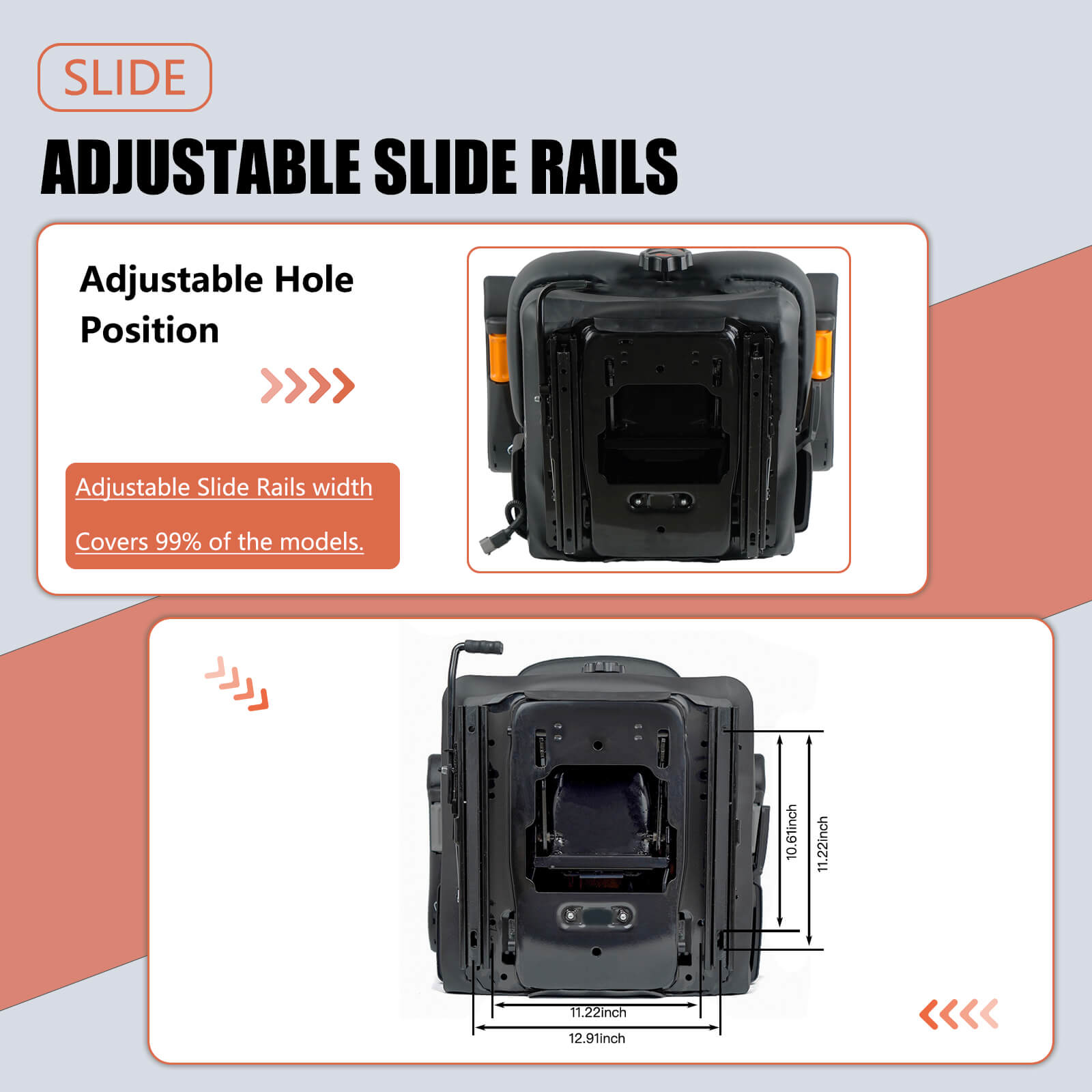 Tractor Suspension Seat, Mower Seat, Adjustable Backrest and Armrests Heavy Duty Seat for Toro Forklift Mower Excavator Harvester