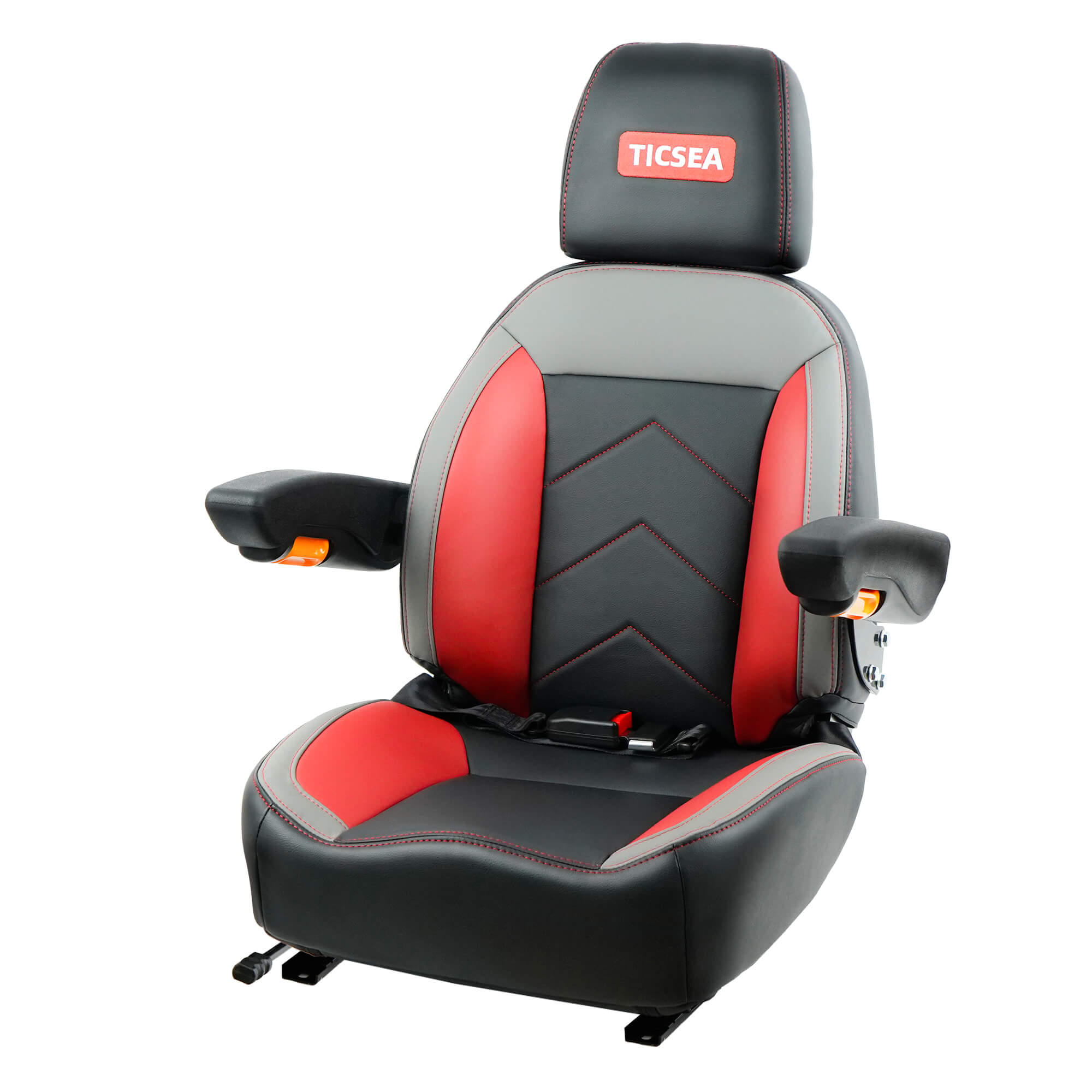 Universal Forklift Seat, Tractor Seat with Retractable Seatbelt and Headrest Armrests for Mower ZTR