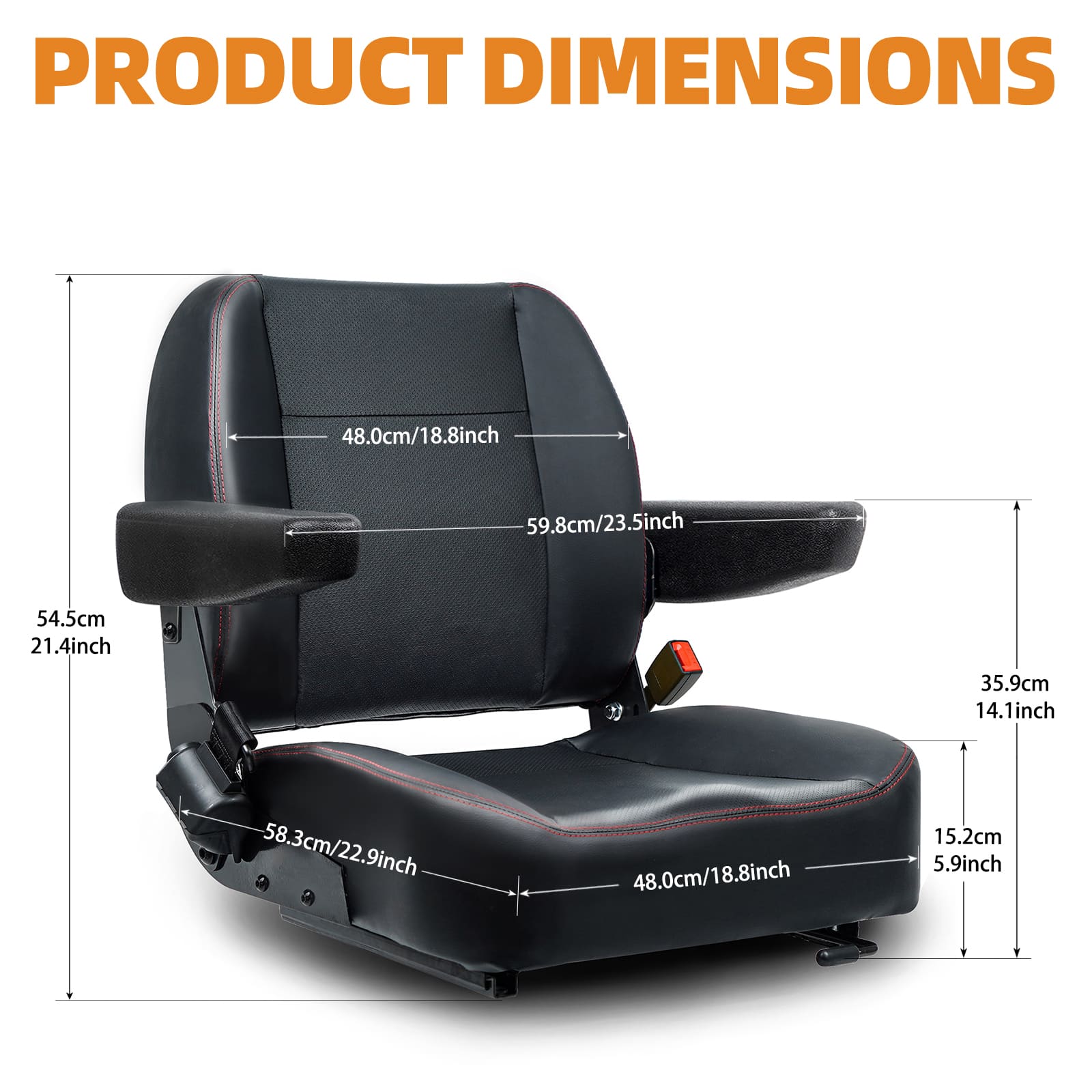 Universal Forklift Seat, Tractor Seat fit Excavator Skid Loader Backhoe Dozer Telehandler