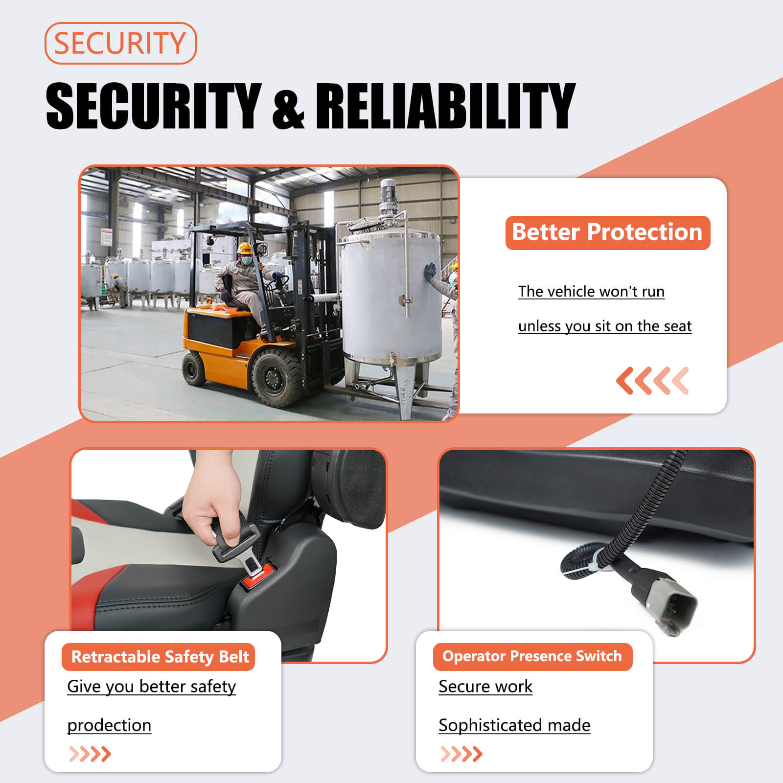 Highback Low Suspension Tractor Seat, Adjustable Backrest, Headrest, and Armrest Forklift Seat, Heavy Duty for Excavator Harvester Mower