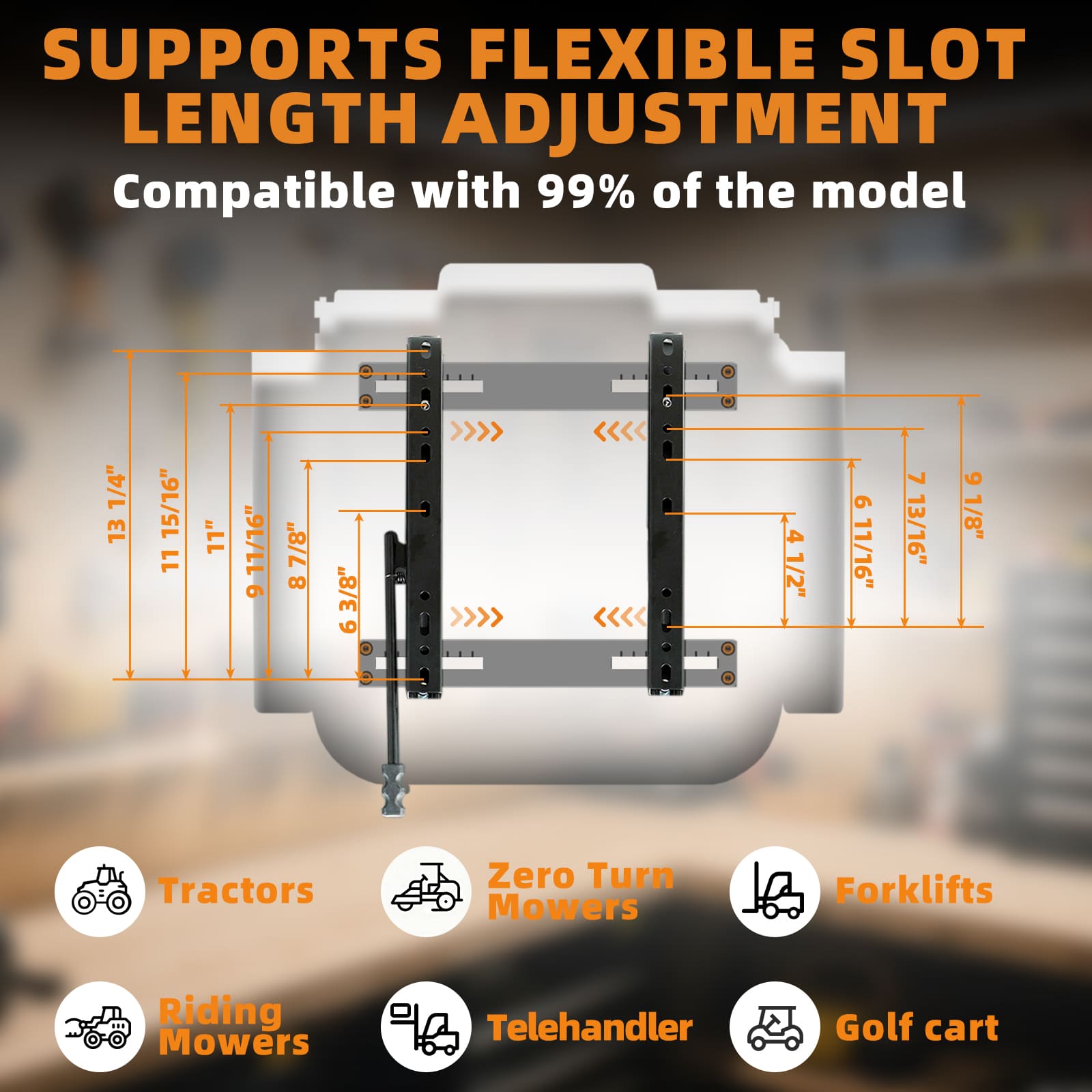 Universal Orange Ergonomic Tractor Seat with Adjustable Backrest, Armrests & Safety Belt And Micro Switch– Replacement for Zero Turn Mowers, Forklifts, Skid Steers, Loader Telehandler Dozer Excavator
