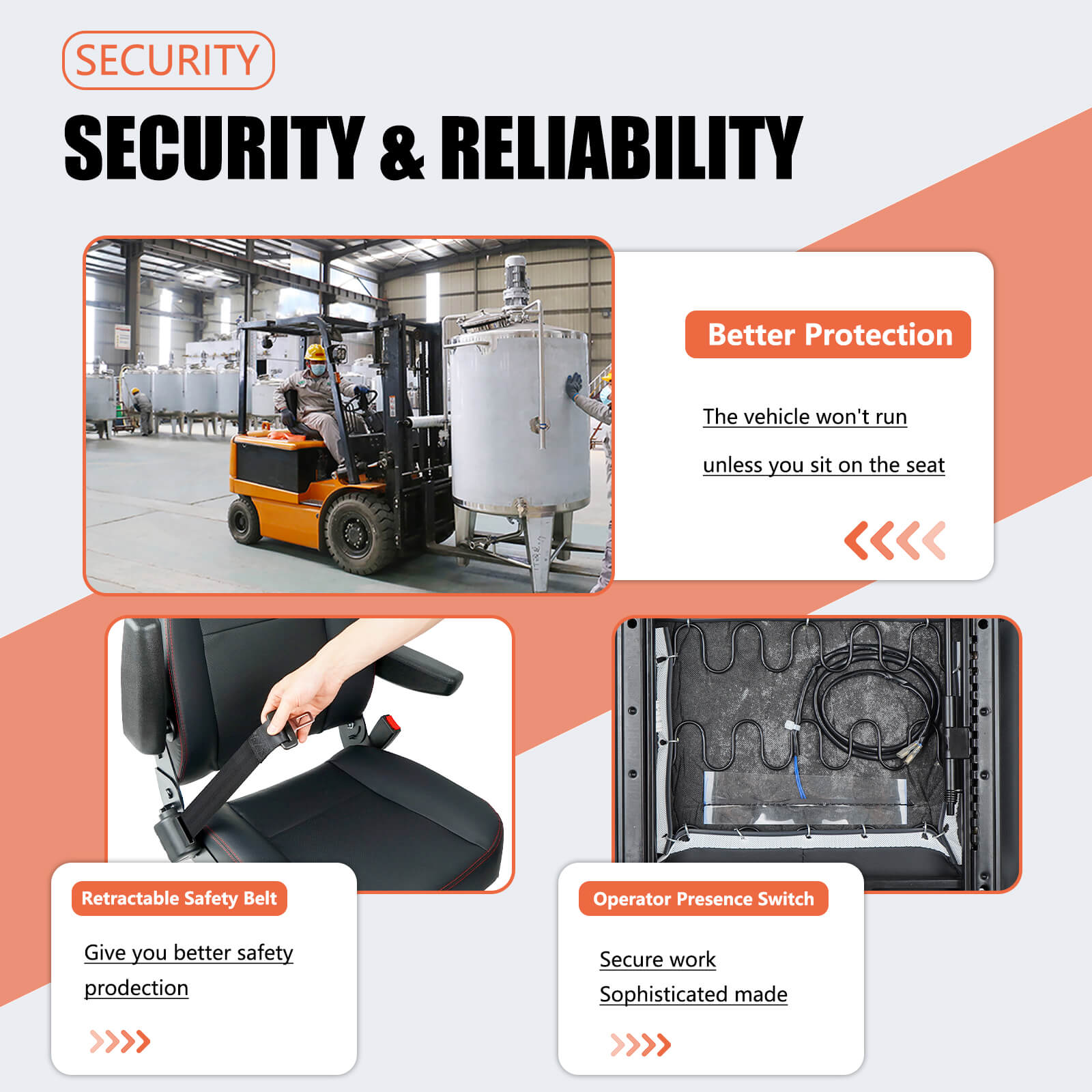 Universal Forklift Seat, Tractor Seat fit Excavator Skid Loader Backhoe Dozer Telehandler