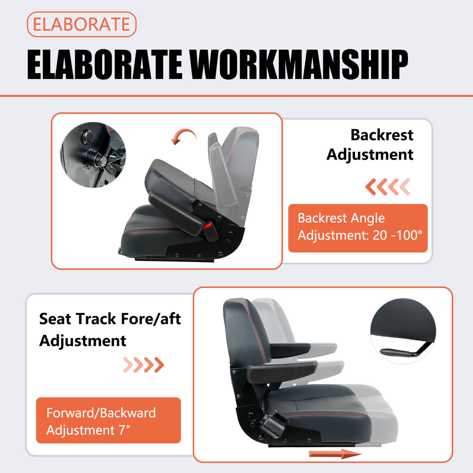 Universal Forklift Seat, Tractor Seat fit Excavator Skid Loader Backhoe Dozer Telehandler