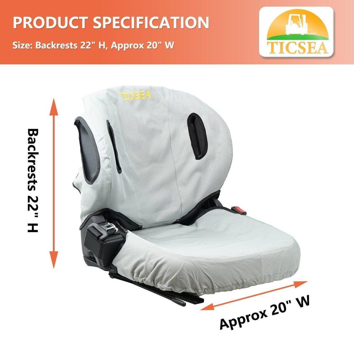 TICSEA Forklift Tractor Seat Cover, 600D Oxford Cloth Weatherproof Durable Seat Cover for Toyota Forklift Seat Backrests 22" H, Approx 20" W - TICSEA Inc