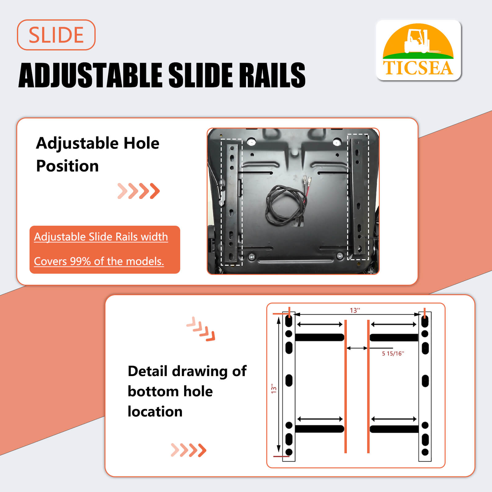 Universal Tractor Seat, Mower Seat with Adjustable Angle Back,Built-In Operator Presence Switch and Slide Yellow