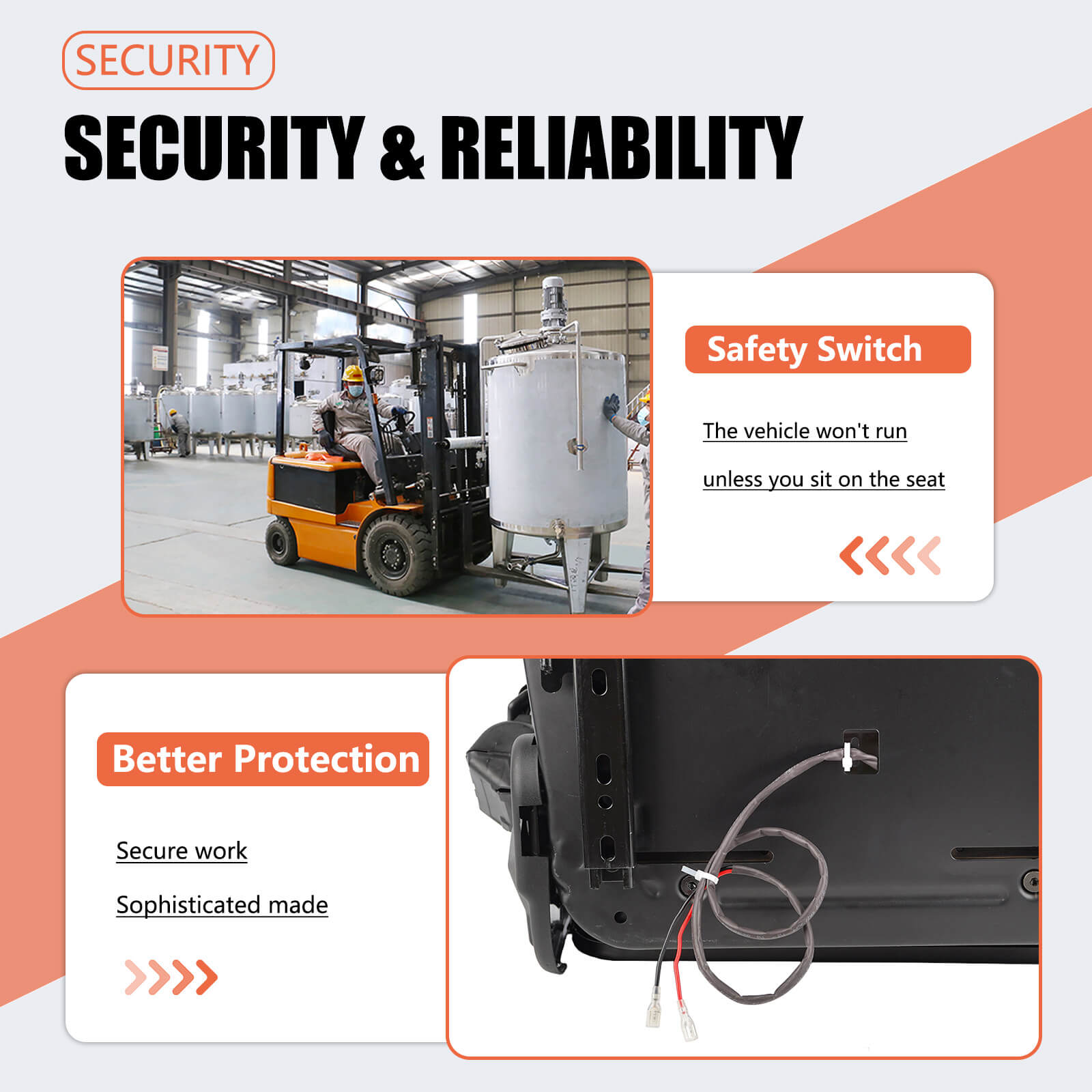 Universal Fold Down Forklift Seat with Safety belt and Armrest