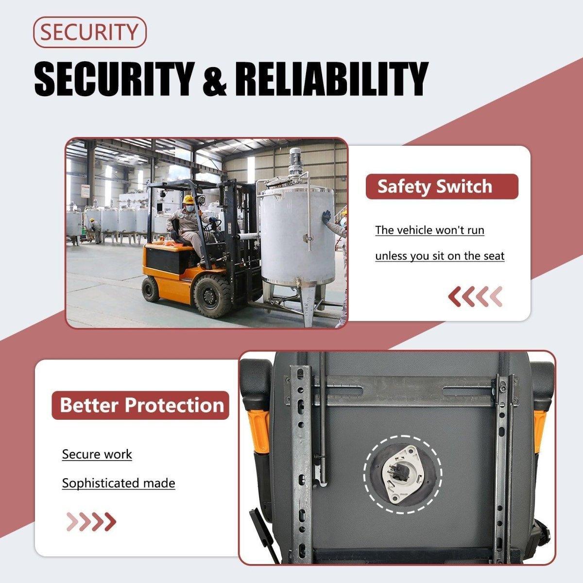 Universal Forklift Seat, Tractor Seat with Retractable Seatbelt and Adjustable Backrest Headrest Armrests for Excavator Harvester Loader Backhoe Dozer - TICSEA Inc