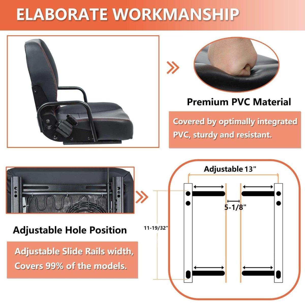 Universal Forklift Seat,Tractor Seat with Adjustable Back,Safety Belt and Operator Position Switch,Excavator Skid Loader Backhoe Dozer Telehandler - TICSEA Inc