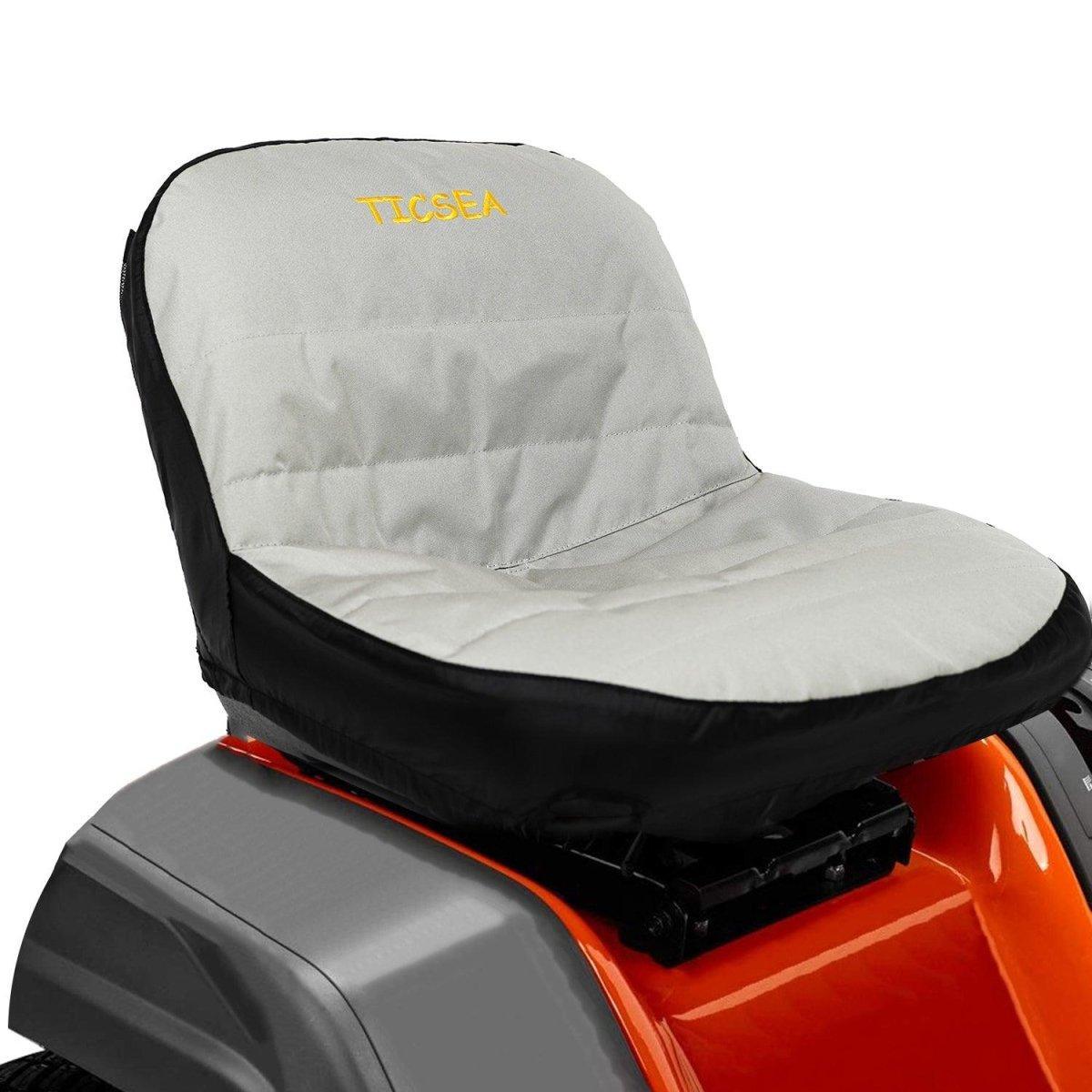 Riding Lawn Mower Seat Cover,Waterproof Tractor Seat Cover fits Tractor Seat Backrests 13.5 inch - 16.5 inch H Without Armrests, Approx 18 inch W - TICSEA Inc