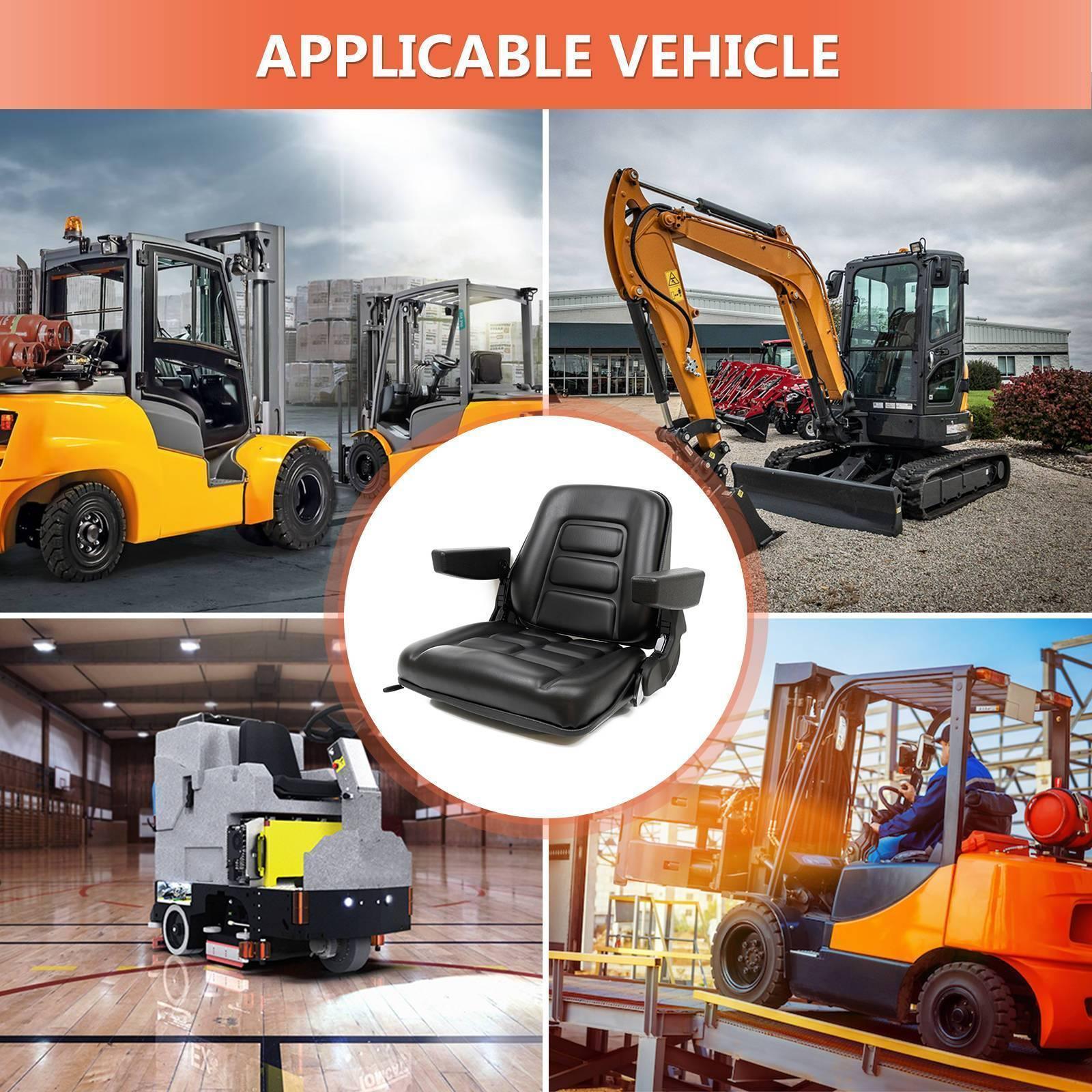 Universal Fold Down Forklift Seat with Adjustable Angle Back,Armrest,Micro Switch for Tractor,Excavator Skid Loader Backhoe Dozer Telehandler ZTR’s - TICSEA Inc