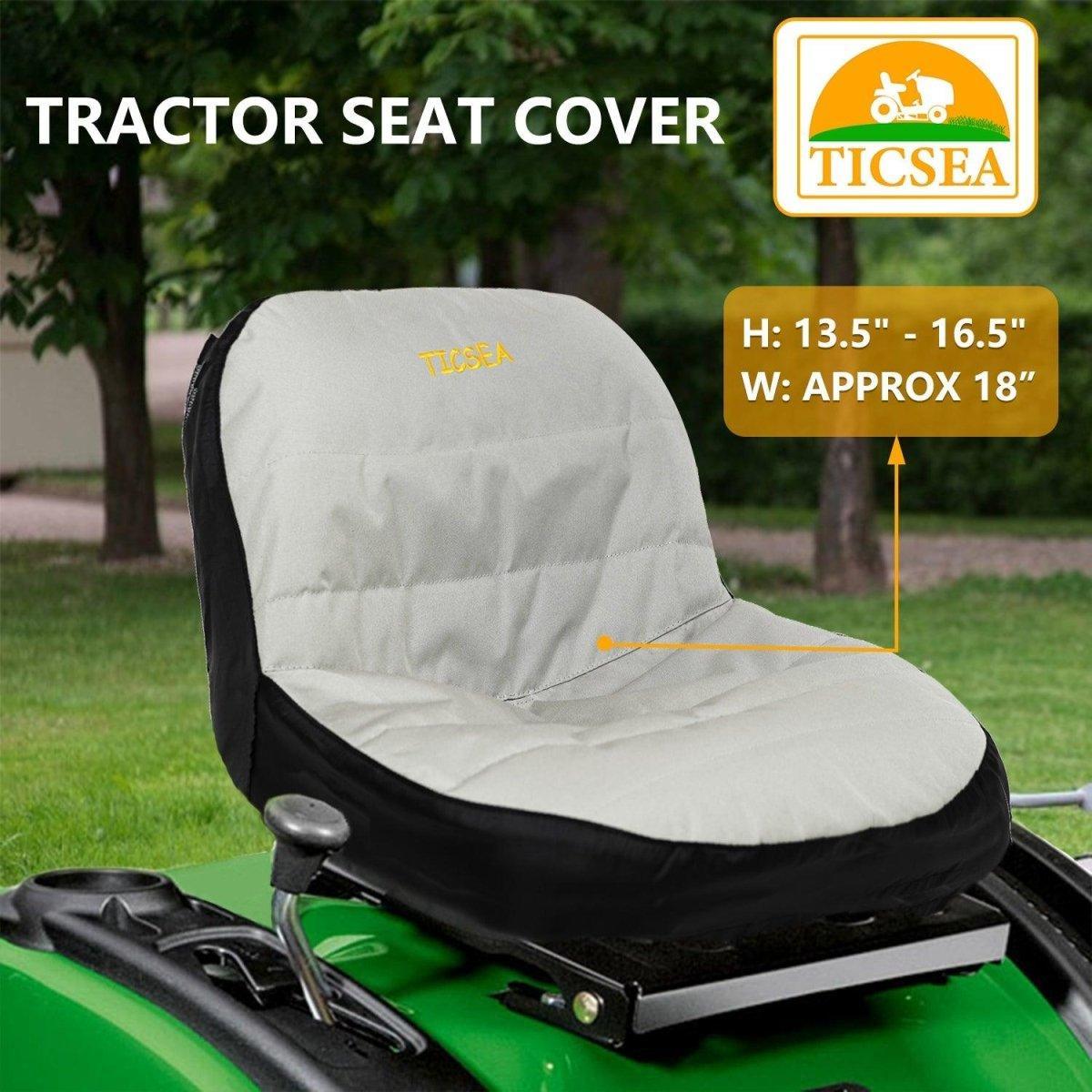 Riding Lawn Mower Seat Cover,Waterproof Tractor Seat Cover fits Tractor Seat Backrests 13.5 inch - 16.5 inch H Without Armrests, Approx 18 inch W - TICSEA Inc