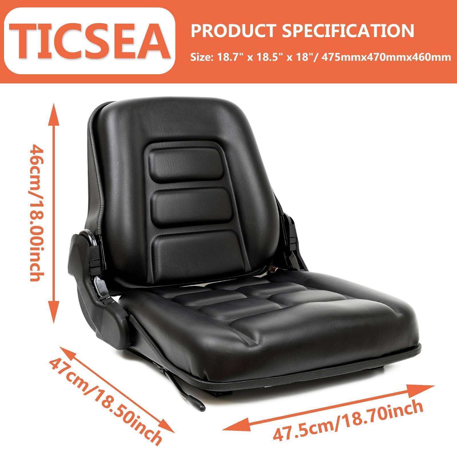 Universal Fold Down Forklift Seat with Adjustable Angle Back,for Tractor,Excavator Skid Loader Backhoe Dozer Telehandler ZTR‘s Construction Equipment - TICSEA Inc