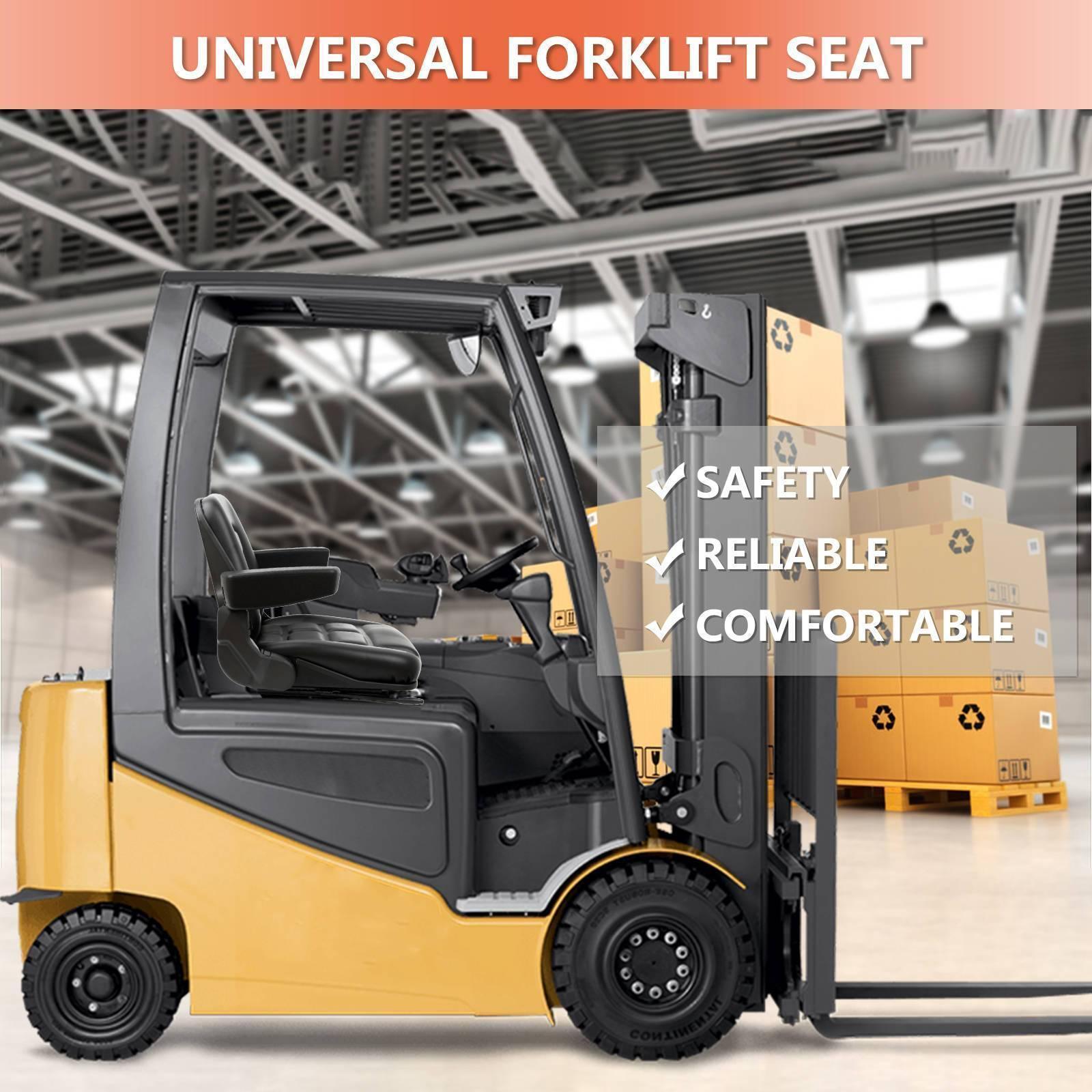 Universal Fold Down Forklift Seat with Adjustable Angle Back,Armrest,Micro Switch for Tractor,Excavator Skid Loader Backhoe Dozer Telehandler ZTR’s - TICSEA Inc