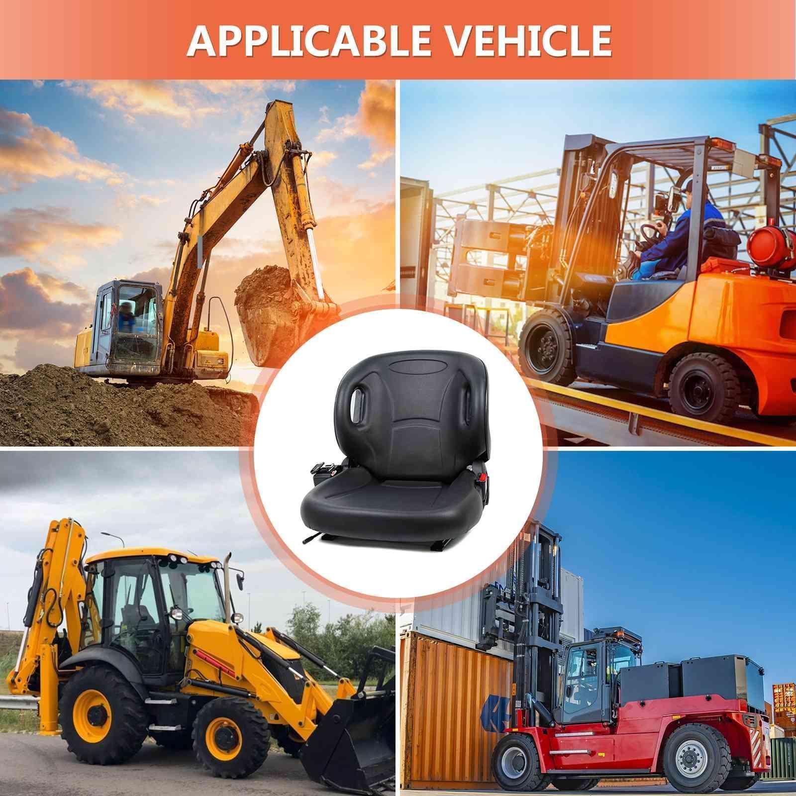 Universal Fold Down Forklift Seat with Adjustable Angle Back,Micro Switch And Safety Belt, for Tractor,Excavator Skid Loader Backhoe Dozer Telehandler - TICSEA Inc