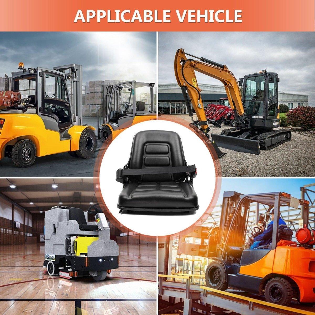 Universal Forklift Seat with Adjustable Back,Safety Belt And Operator Position Switch,for Tractor,Excavator Skid Loader Backhoe Dozer Telehandler - TICSEA Inc