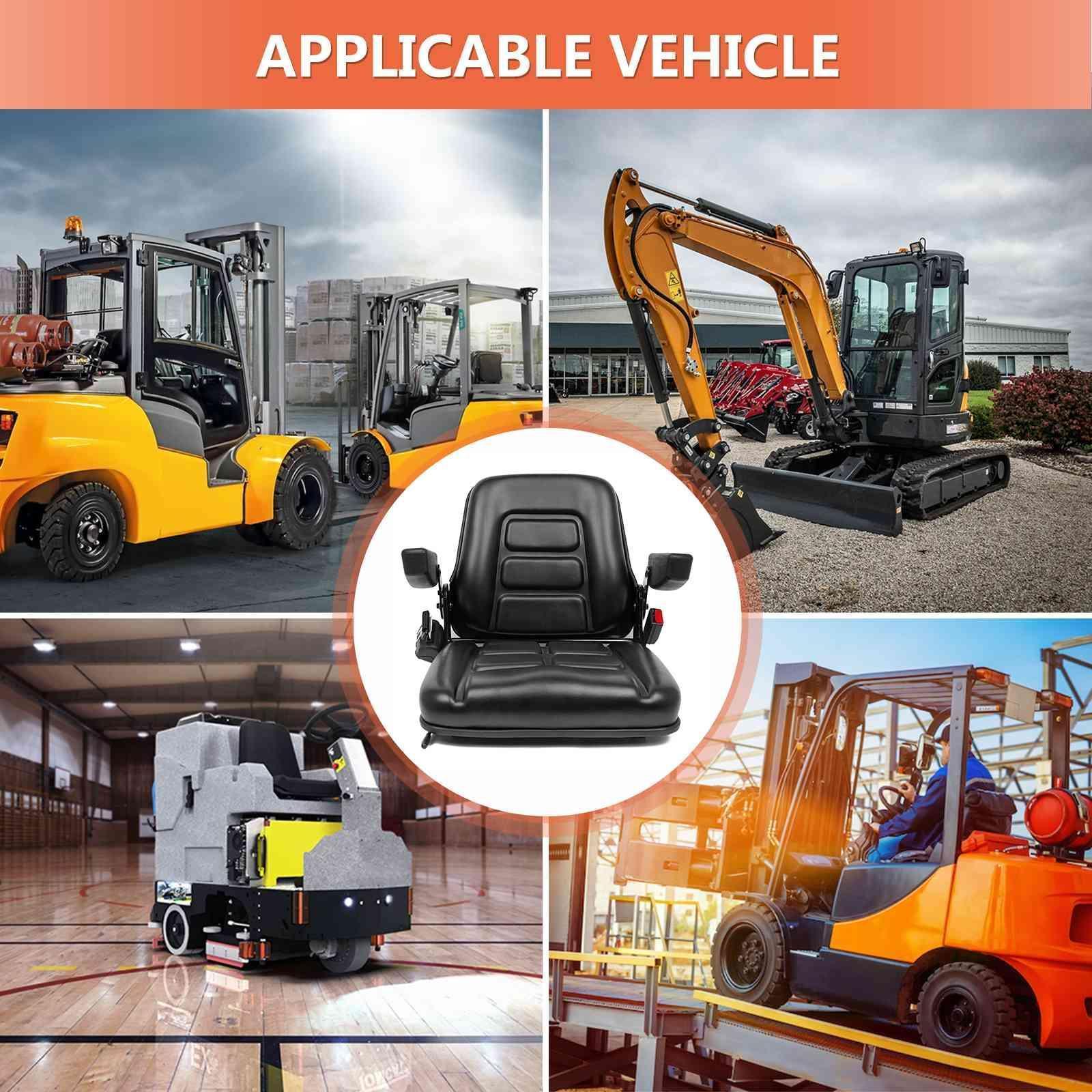 Universal Fold Down Forklift Seat,Micro Switch,Armrest And Safety Belt,for Tractor,Excavator Skid Loader Backhoe Dozer Telehandler ZTR‘s - TICSEA Inc