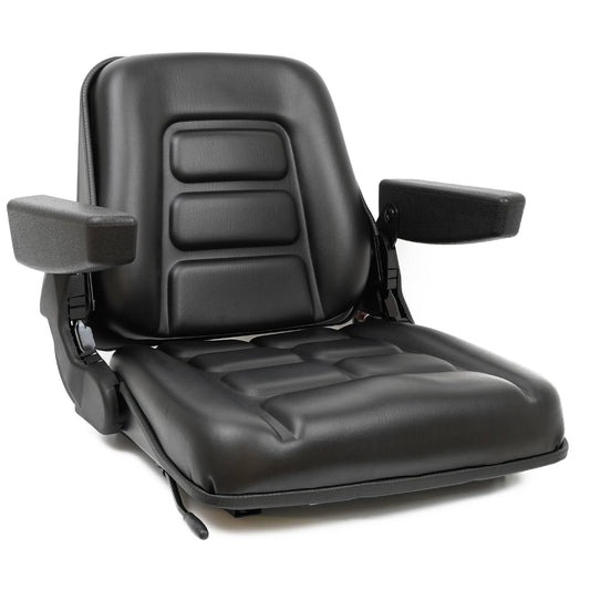 Universal Fold Down Forklift Seat with Adjustable Angle Back,Armrest,Micro Switch for Tractor,Excavator Skid Loader Backhoe Dozer Telehandler ZTR’s - TICSEA Inc