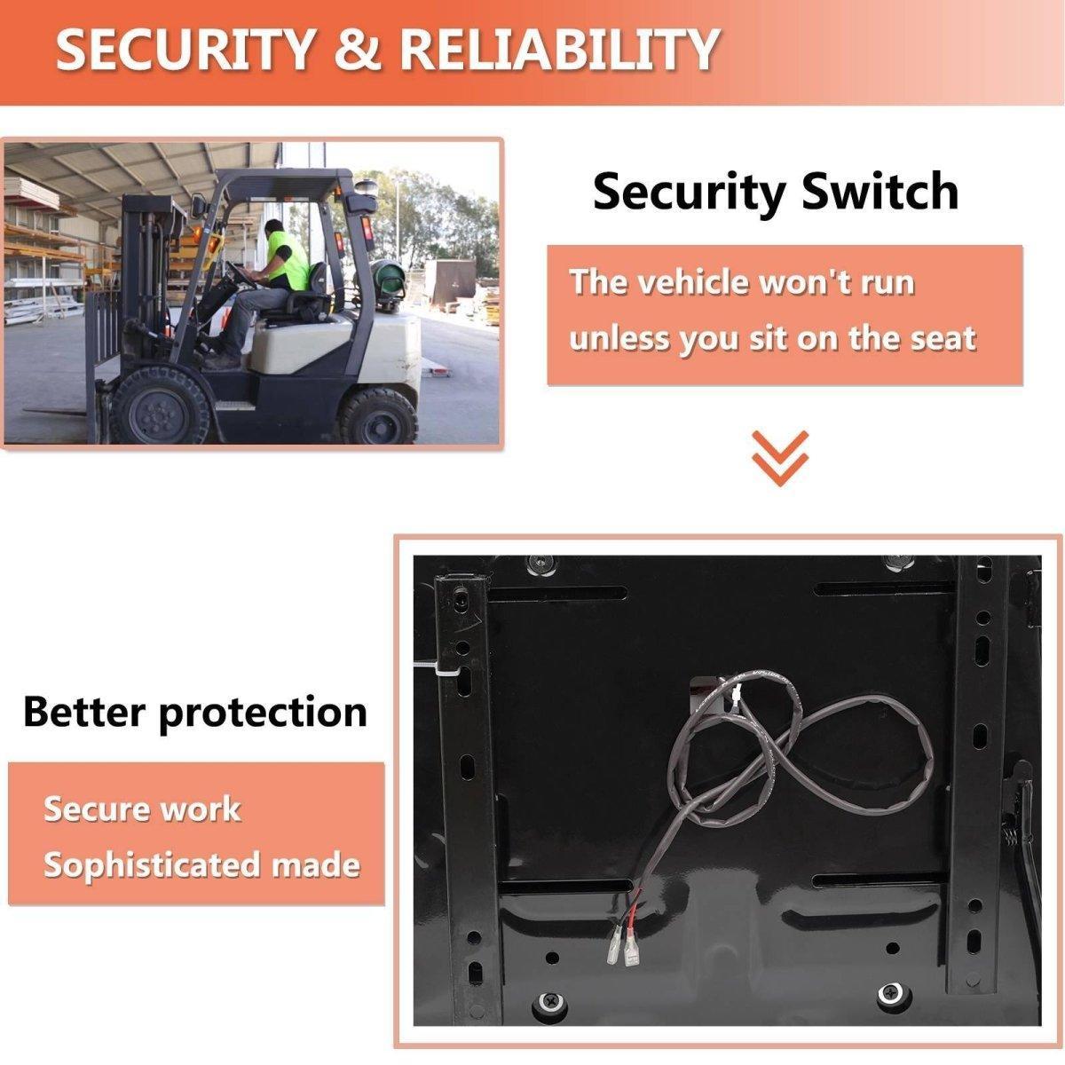 Universal Fold Down Forklift Seat,Micro Switch,Armrest And Safety Belt,for Tractor,Excavator Skid Loader Backhoe Dozer Telehandler ZTR‘s - TICSEA Inc