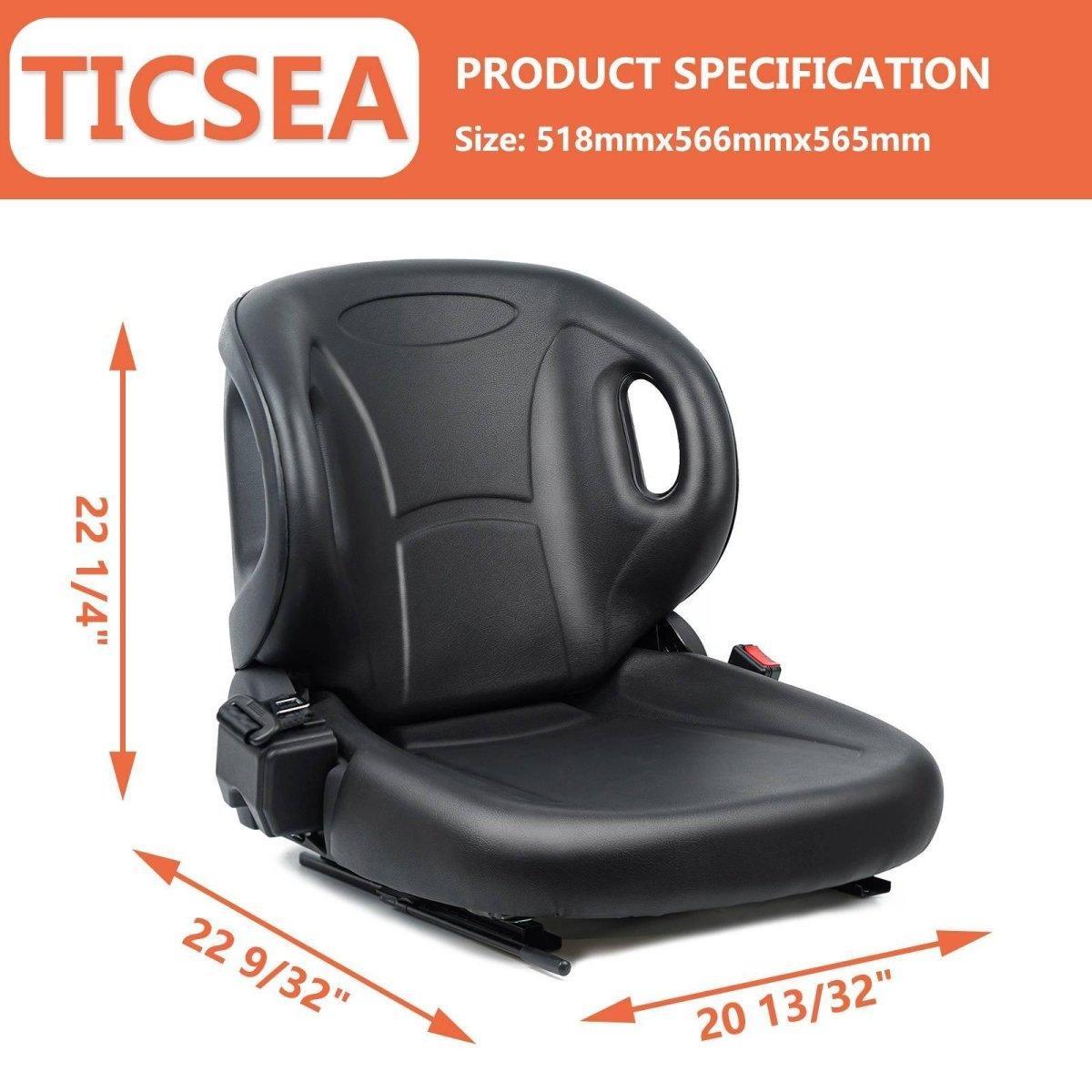 Universal Fold Down Forklift Seat with Adjustable Angle Back,Micro Switch And Safety Belt, for Tractor,Excavator Skid Loader Backhoe Dozer Telehandler - TICSEA Inc