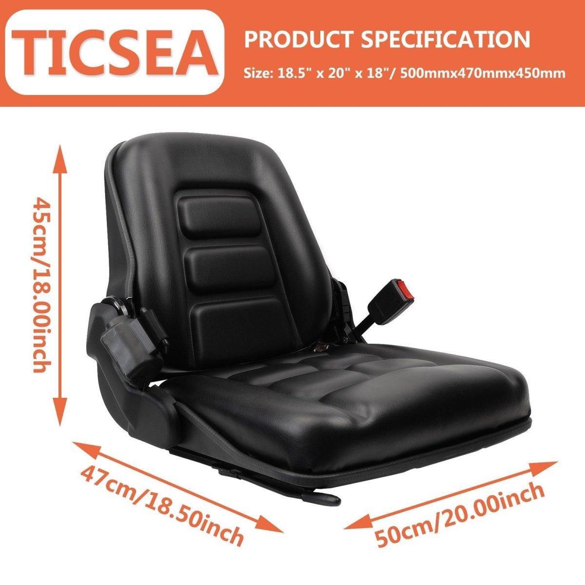 Universal Forklift Seat with Adjustable Back,Safety Belt And Operator Position Switch,for Tractor,Excavator Skid Loader Backhoe Dozer Telehandler - TICSEA Inc